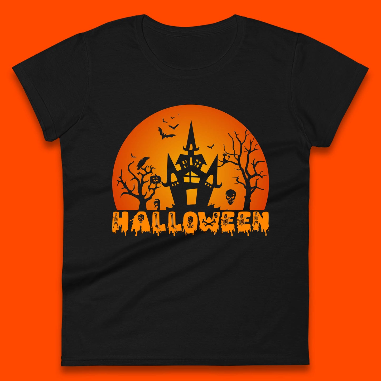 Halloween Horror Scary Hunted House Scary Spooky Night Festive Gift Womens Tee Top