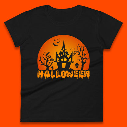 Halloween Horror Scary Hunted House Scary Spooky Night Festive Gift Womens Tee Top