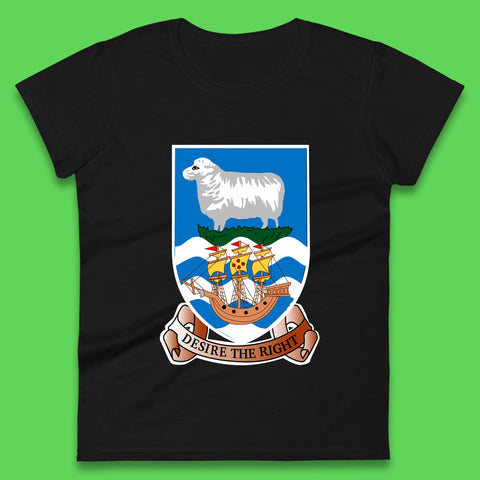 Coat Of Arms Of The British Overseas Territory Falkland Islands Coat Of Arms Of The Falkland Islands Flag Womens Tee Top