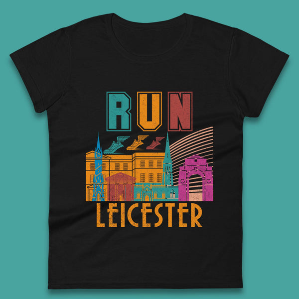 Run Leicester Festival Leicester Skyline Souvenir Race Leicester Running Womens Tee Top
