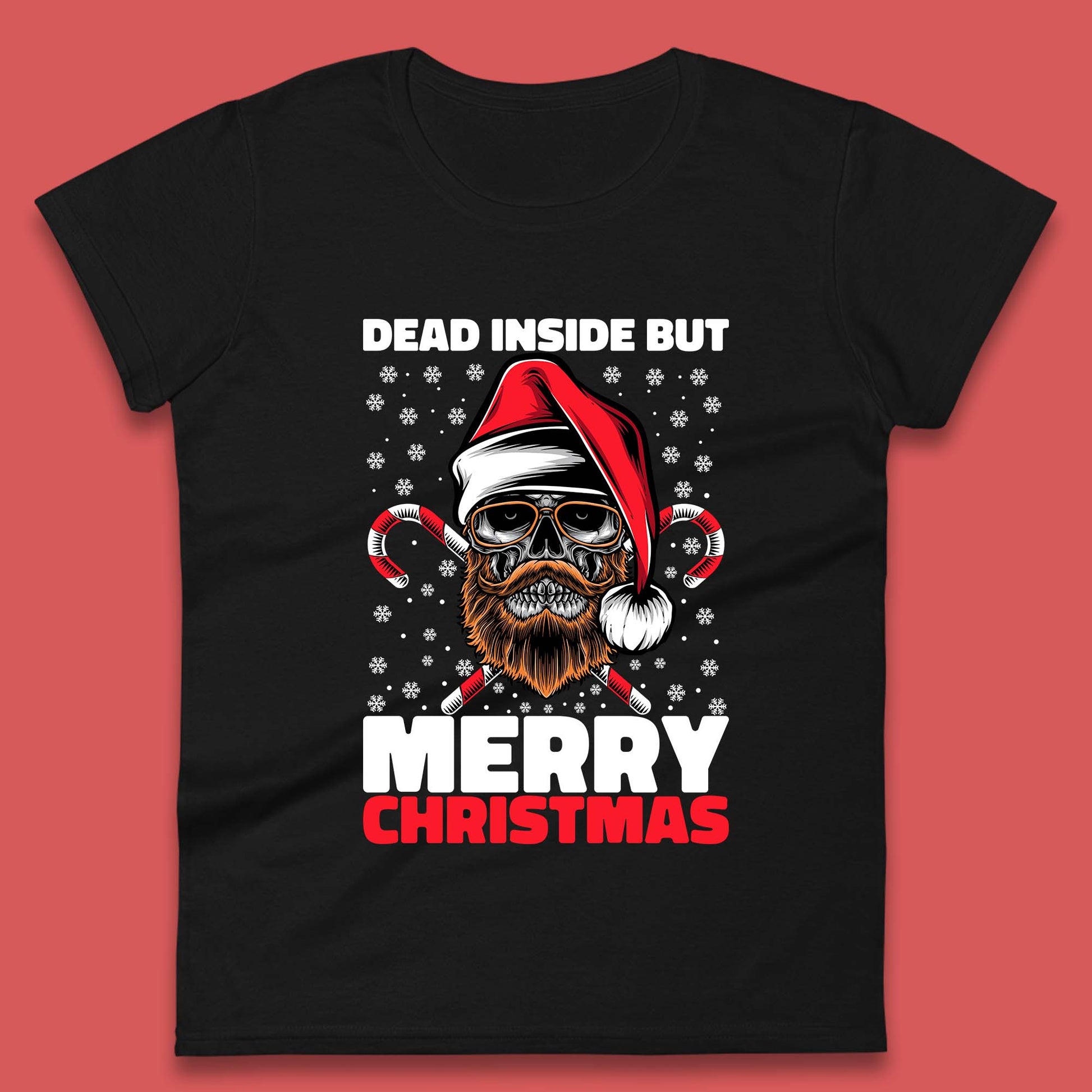 hipster skull christmas womens t shirt