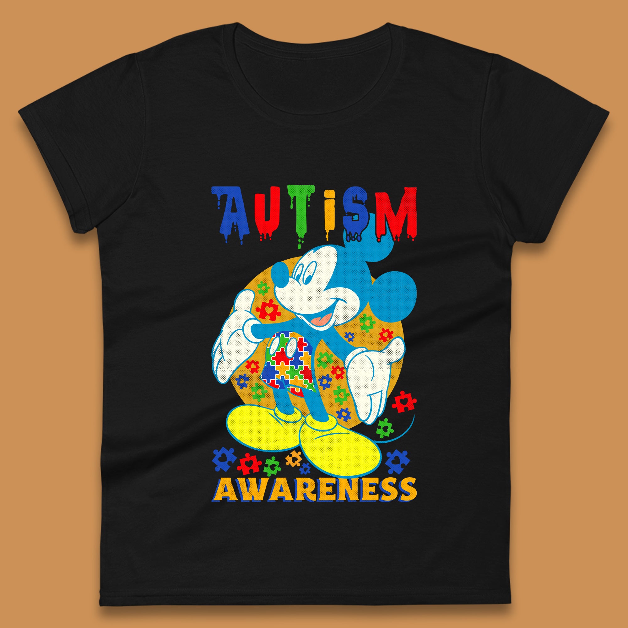 Autism Awareness Mickey Mouse Womens T-Shirt