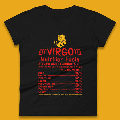Virgo Nutrition Facts Womens T-Shirt