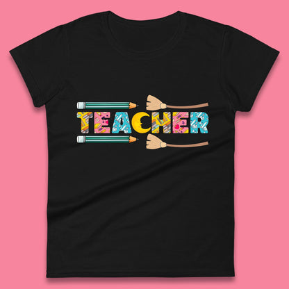 Halloween Teacher Spooky Teacher Ghost Halloween School Womens Tee Top