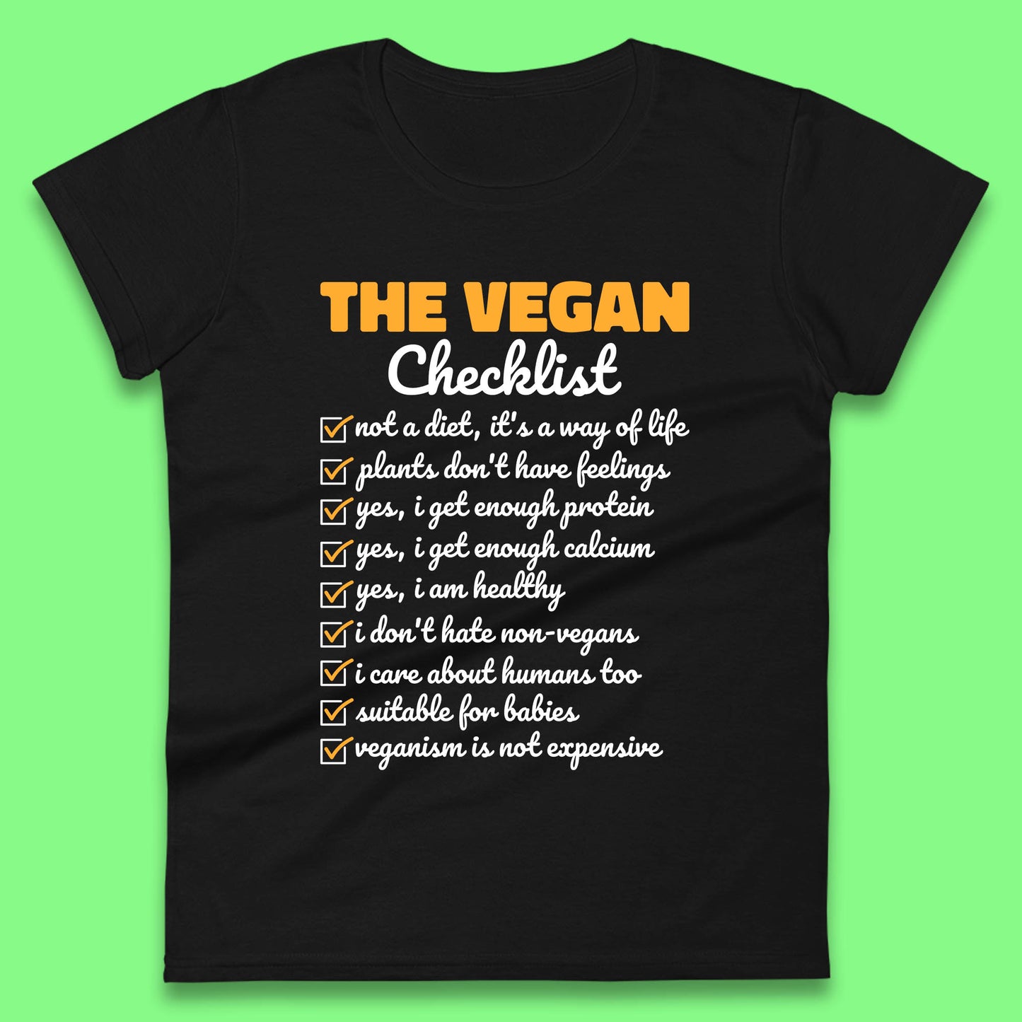 The Vegan Checklist Vegan Activism Funny Pro Vegetarian Checklist Womens Tee Top