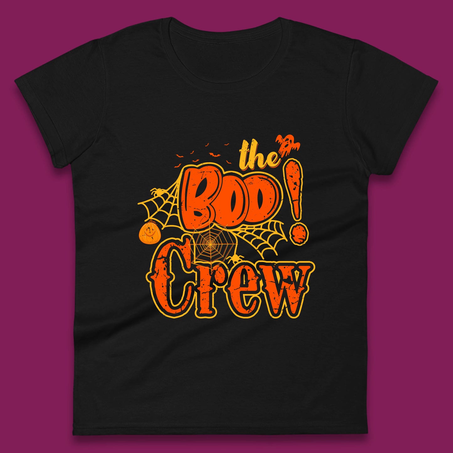 The Boo Crew Halloween Boo Squad Horror Scary Spokky Matching Costume Womens Tee Top