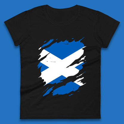 Distressed Scotland Flag Scottish Heritage Ancestry Scot Pride Scottish Flag Womens Tee Top