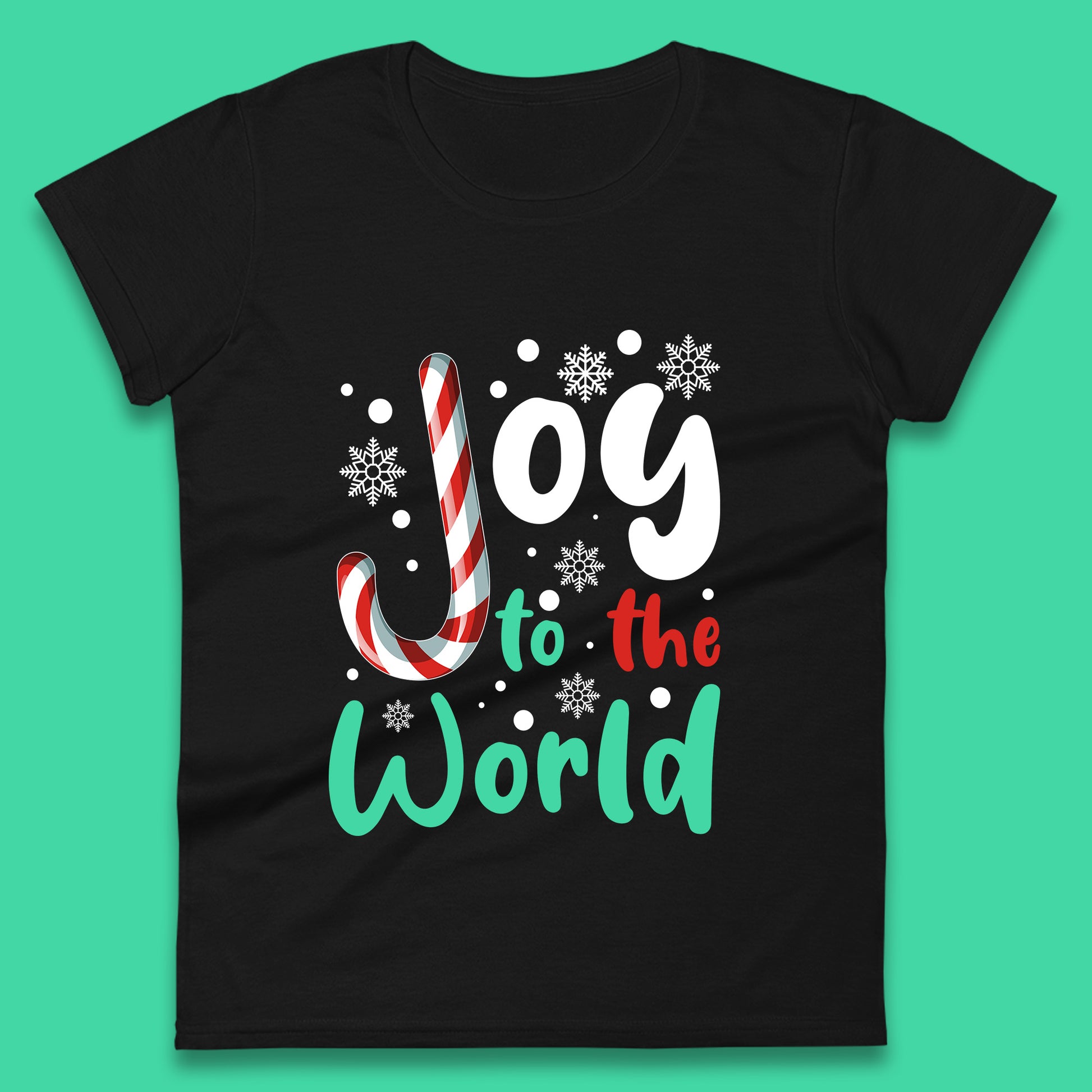 joy to the world christmas candy cane womens t shirt