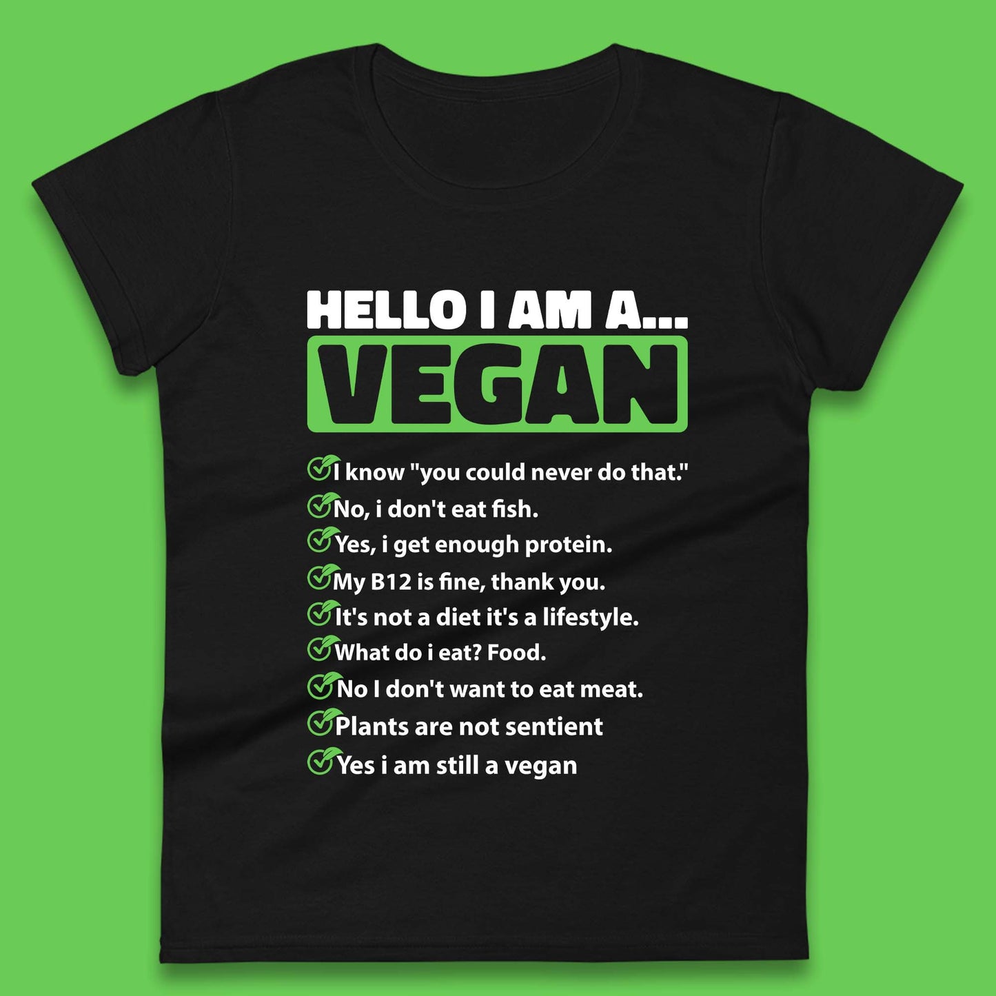 Hello I'm A Vegan Womens T-Shirt