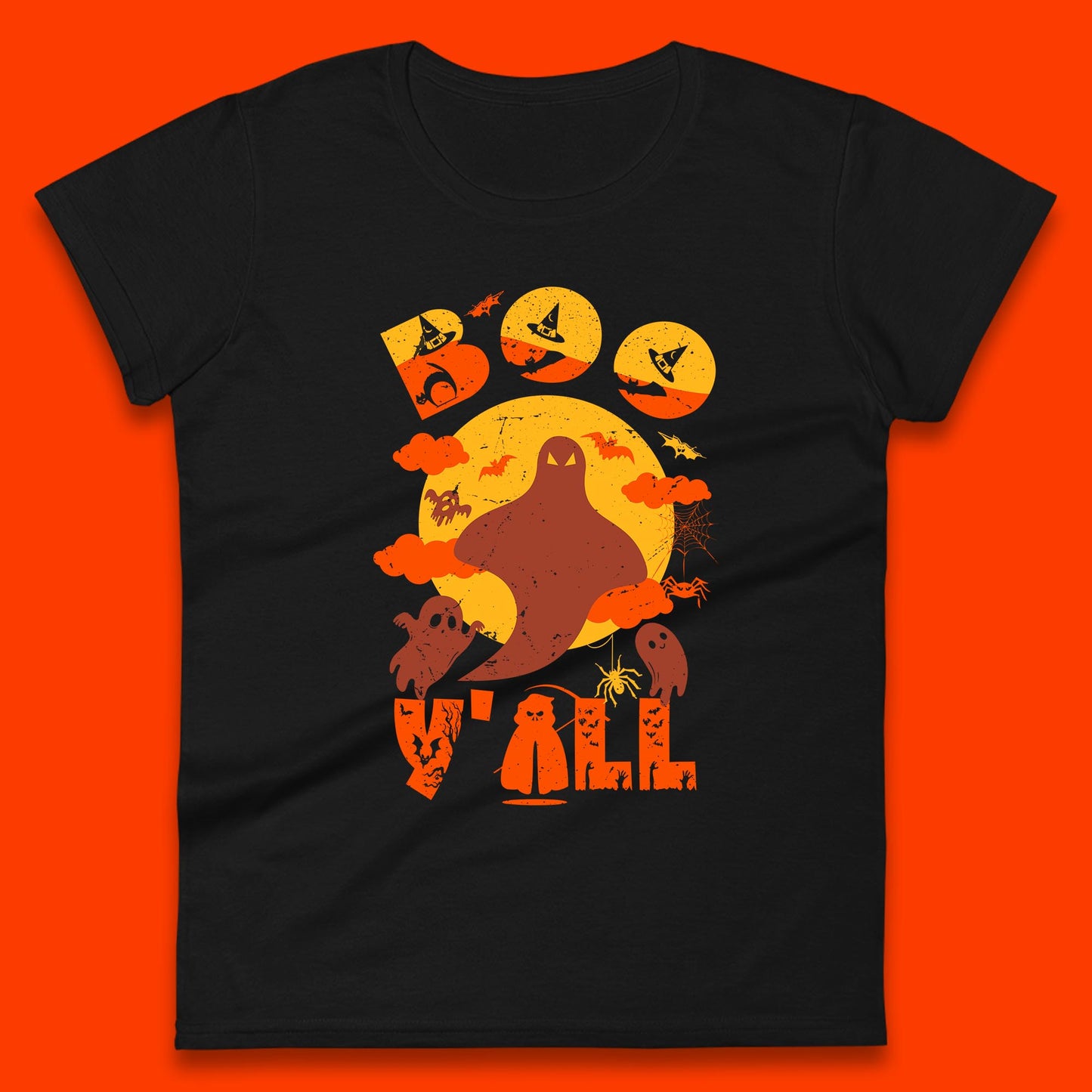 Halloween Boo Y'all Hey Boo Funny Spooky Halloween Party Womens Tee Top