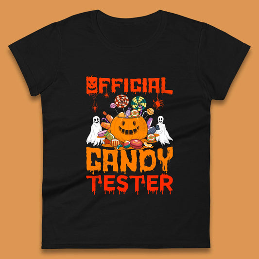 Official Candy Tester Halloween Trick Or Treat Funny Halloween Party Womens Tee Top