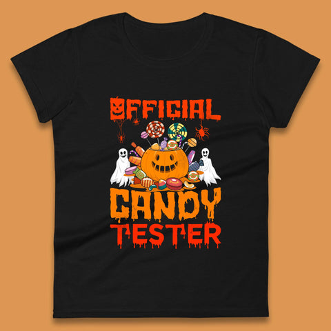 Official Candy Tester Halloween Trick Or Treat Funny Halloween Party Womens Tee Top