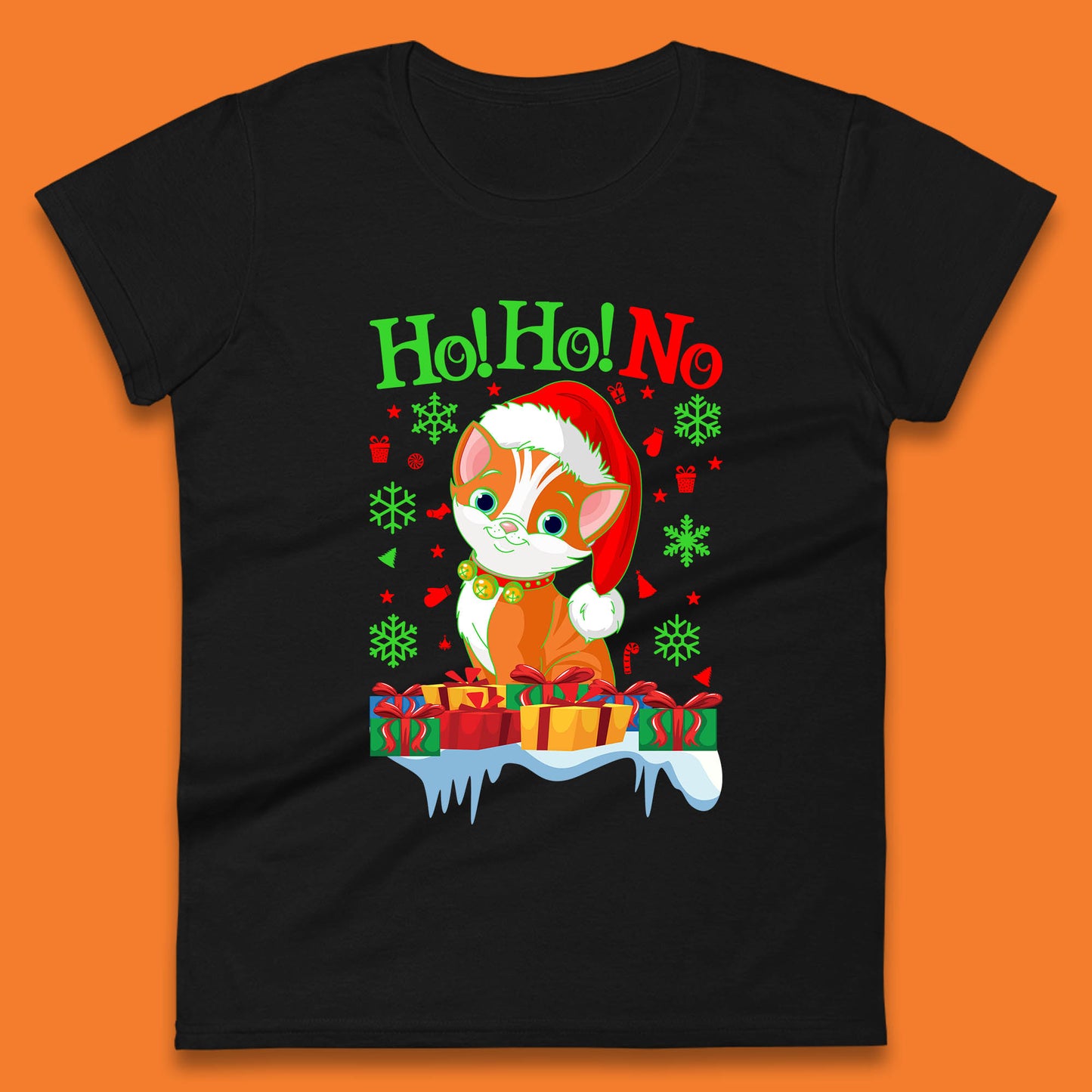 ho ho no christmas cat tee