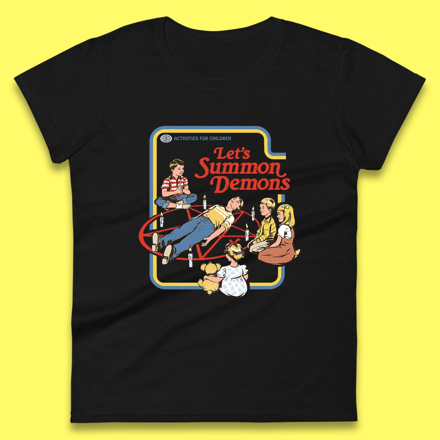 Let's Summon Demons Creepy Incantation Halloween Comic Funny Dark Humor Womens Tee Top