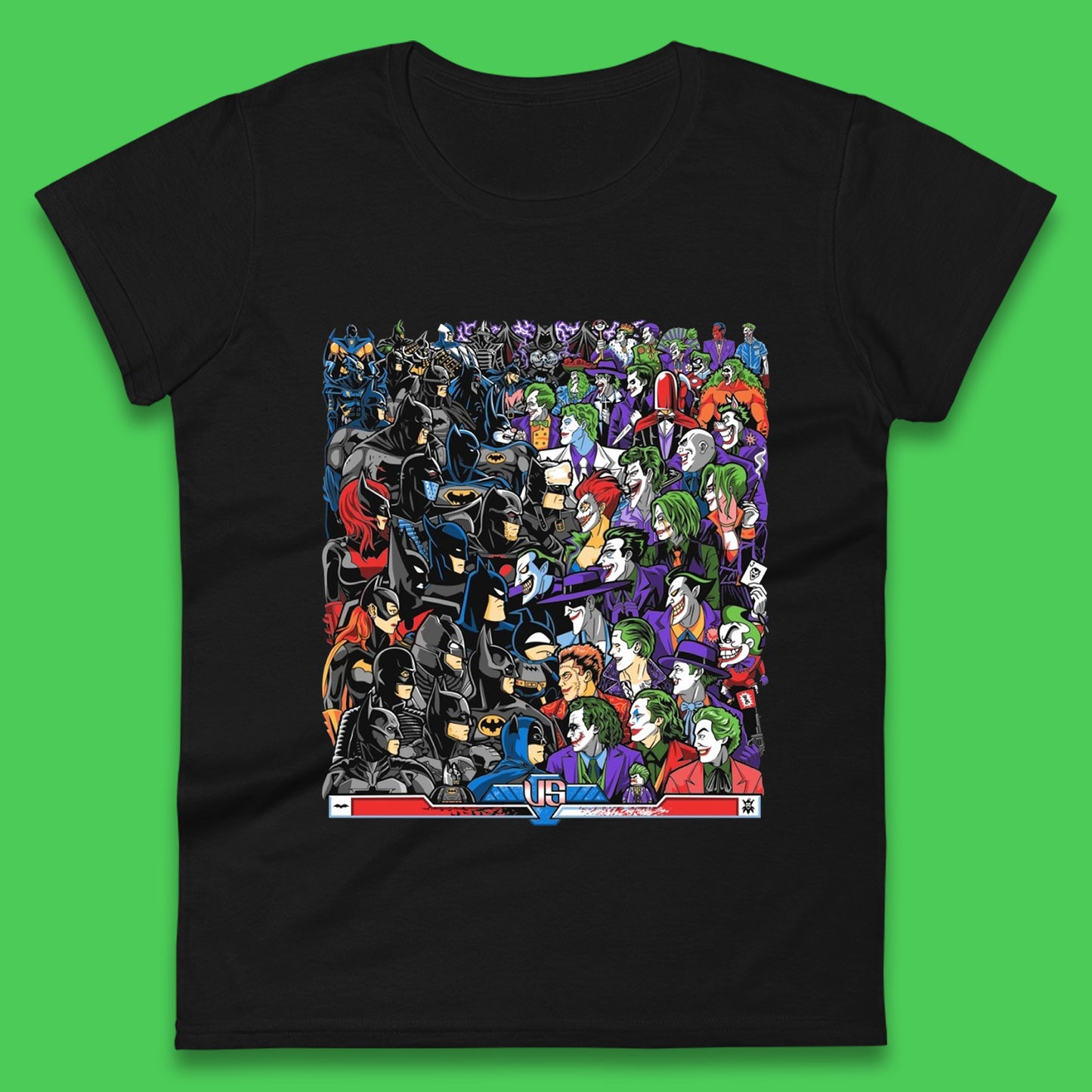 Bats VS Clowns DC Comics Batmans VS Joker Clowns Fighting Spoof Supervillain Comic Book Character Womens Tee Top