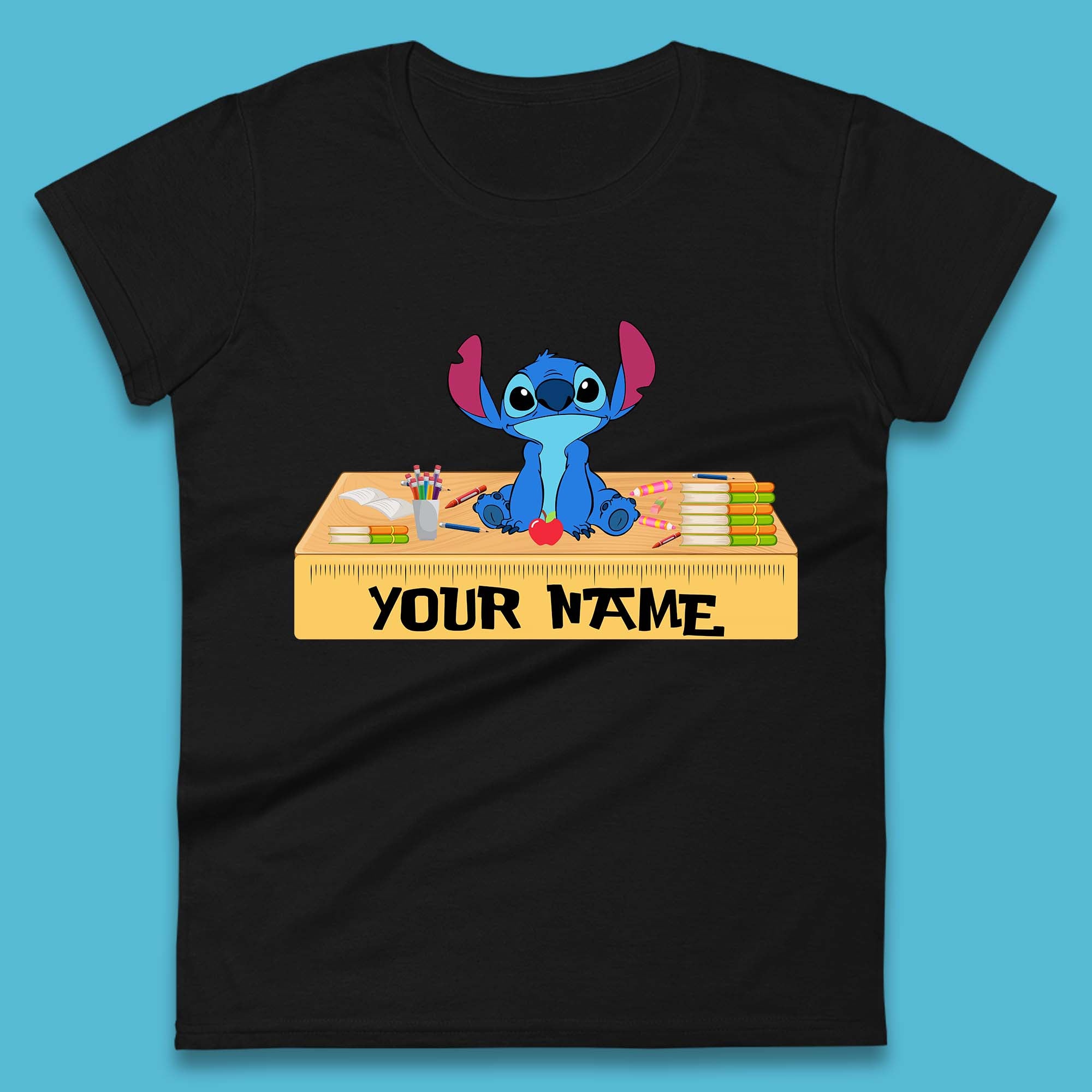 Personalised Disney Stitch Welcome Back To School Your Name Lilo & Stitch School First Day Of School Womens Tee Top