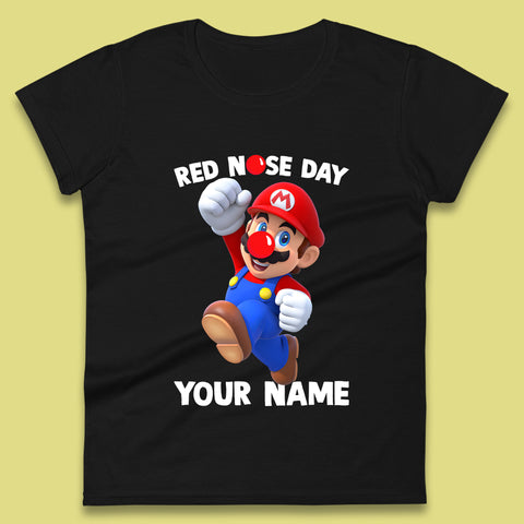 Personalised Super Mario Red Nose Day Womens T-Shirt