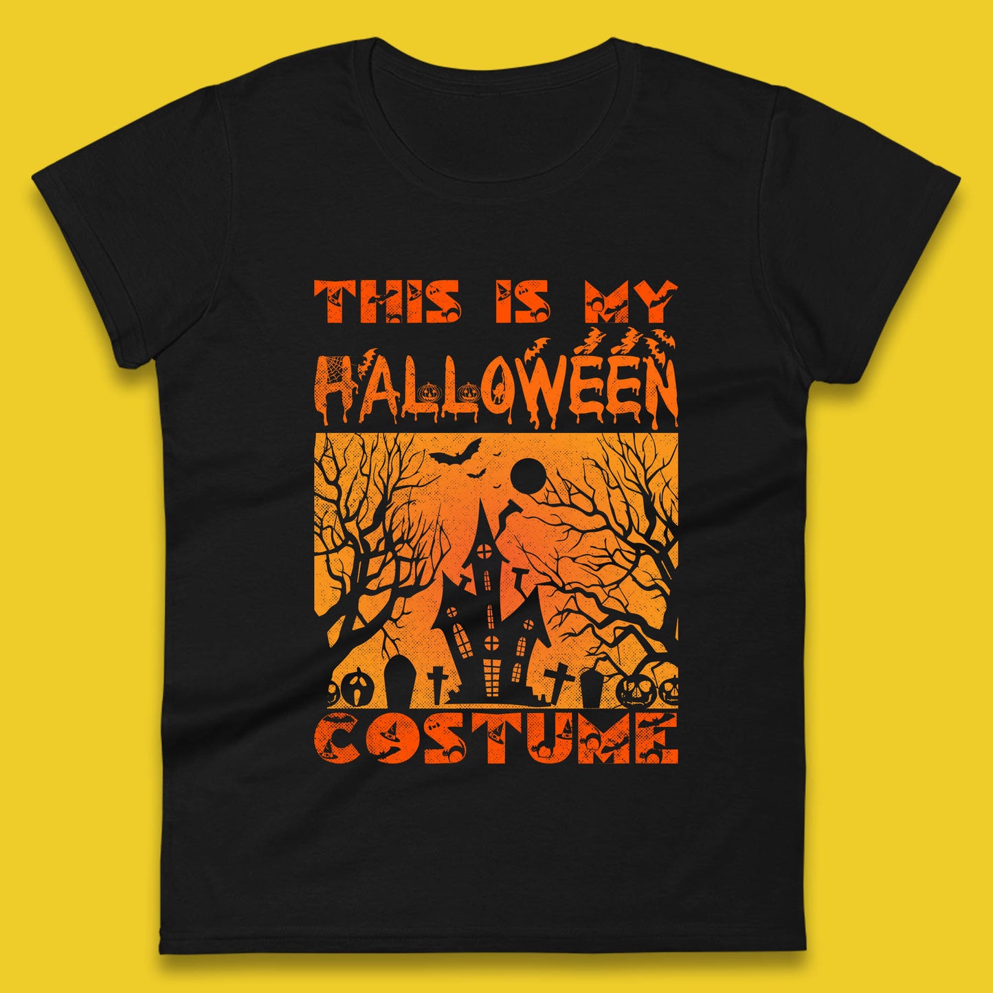 This Is My Halloween Costume Horror Scary Haunted House Spooky Season Womens Tee Top
