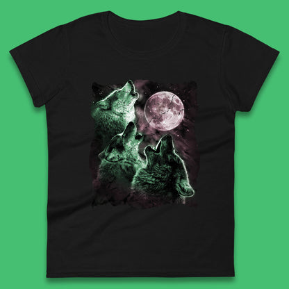 Three Wolf Howling At Moon Wild Free Wolves Three Wolf Dog Animal The Mountain Womens Tee Top