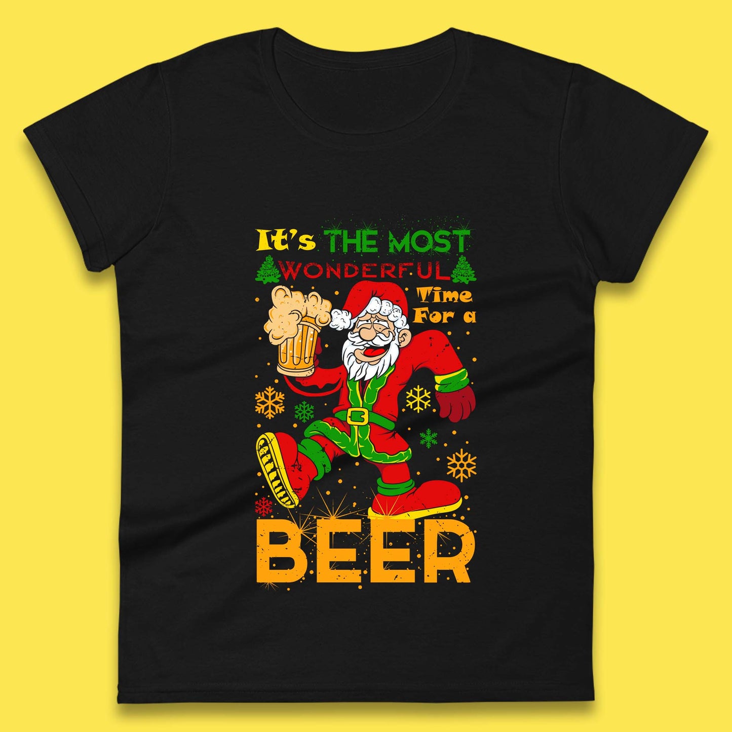santa drink beer womens tee