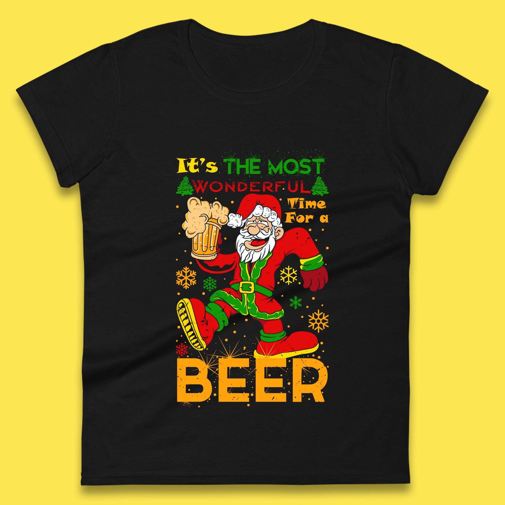 santa drink beer womens tee