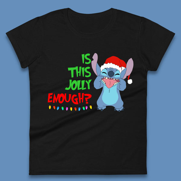 Jolly Enough Stitch Christmas Womens T-Shirt