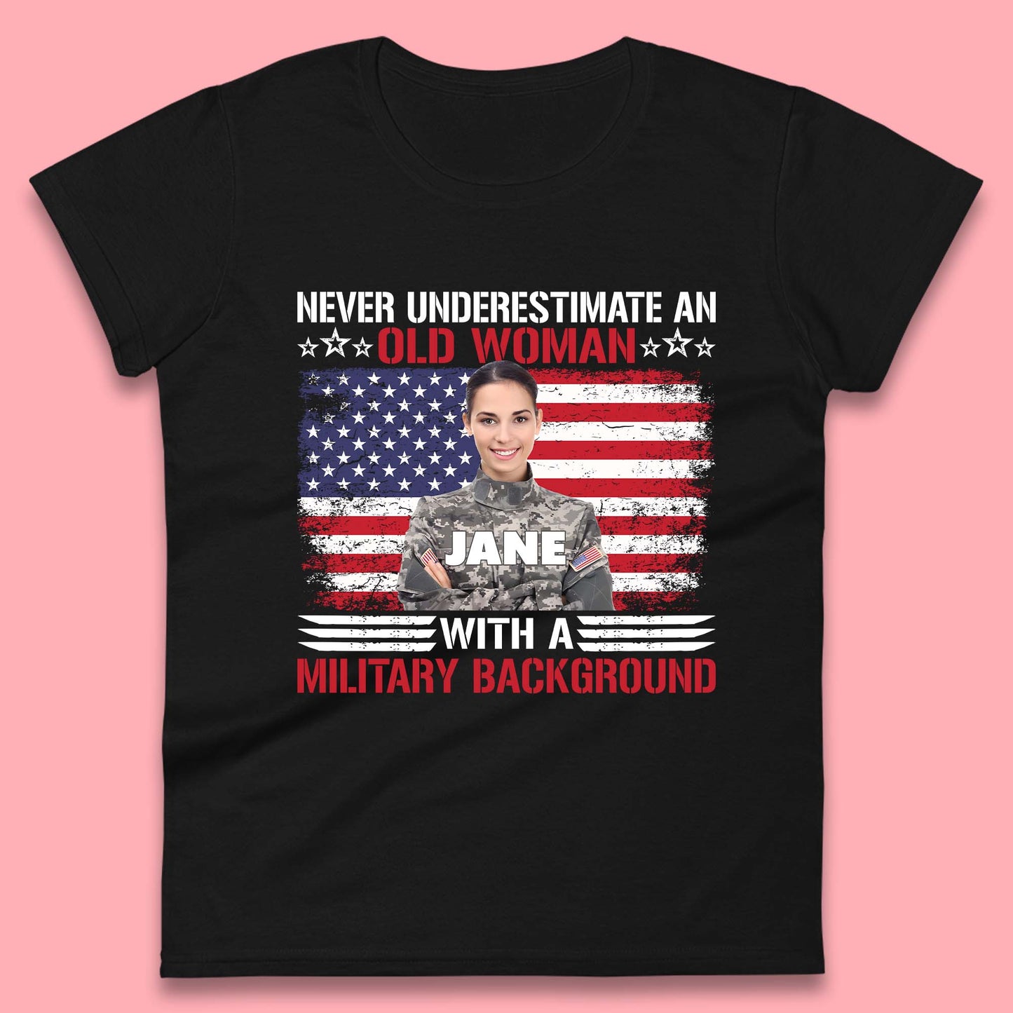 Personalised Never Underestimate An Old Woman T-Shirt
