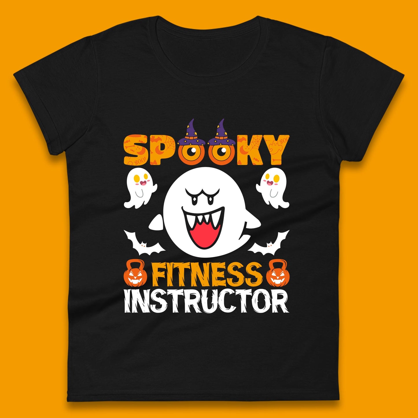 Halloween Spooky Fitness Instructor Super Mario Boo Halloween Costume Womens Tee Top