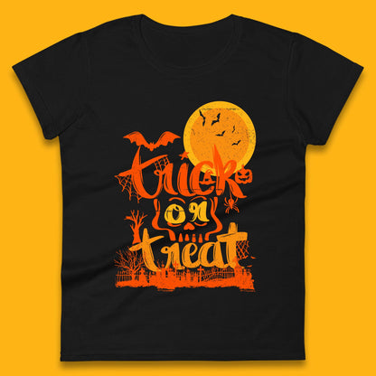 Trick Or Treat Happy Halloween Horror Scary Spooky Season Halloween Vibes Womens Tee Top