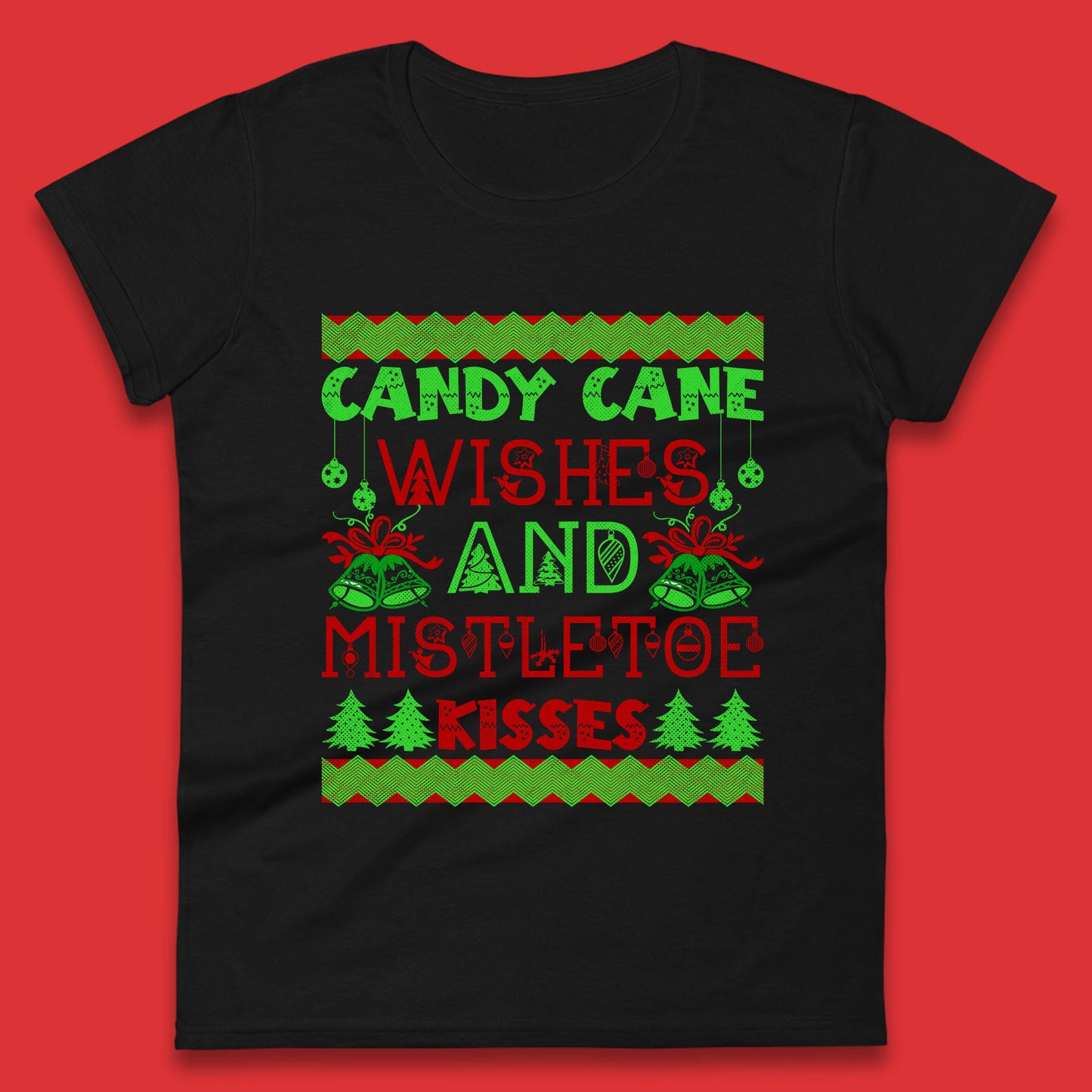 candy cane christmas womens t shirt