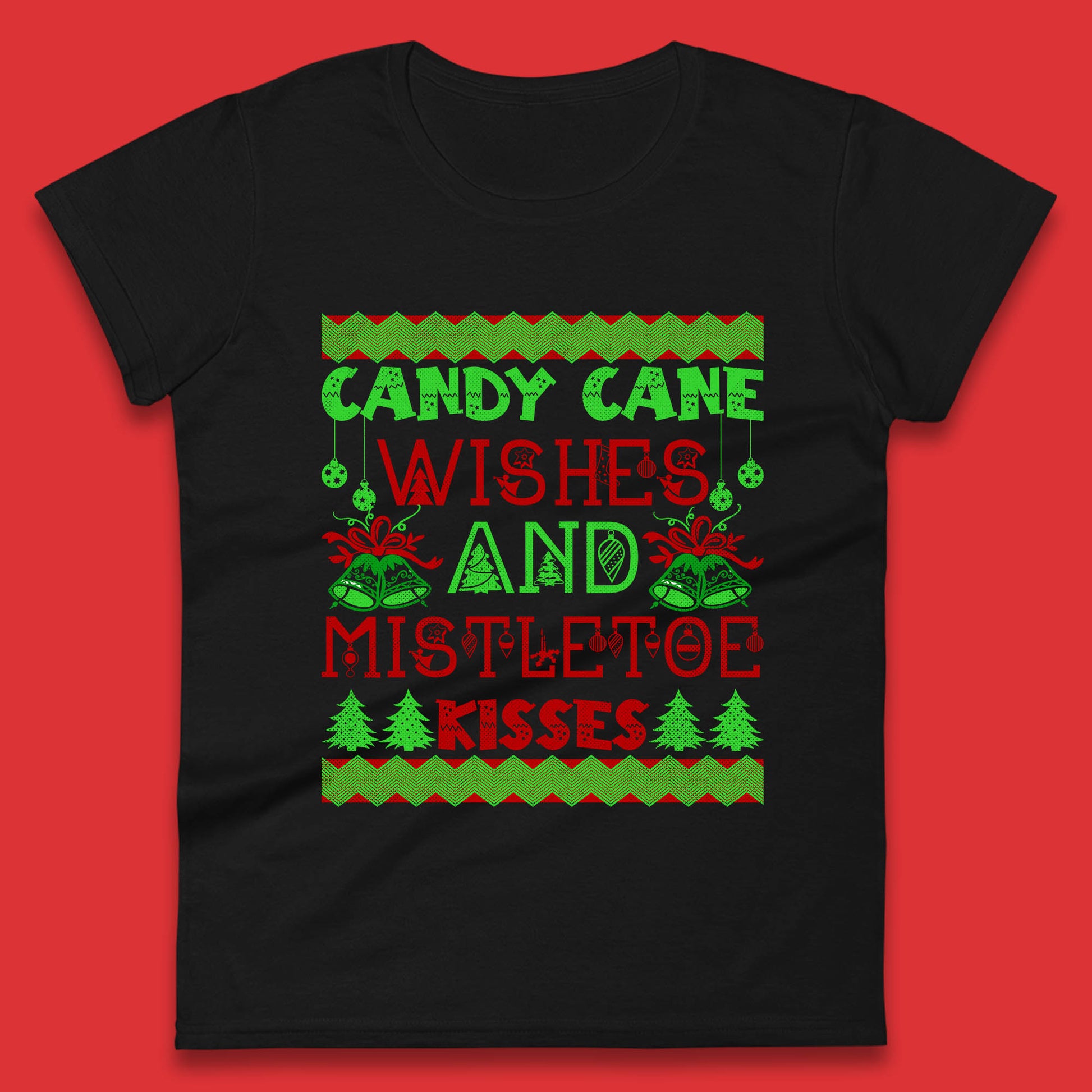 candy cane christmas womens t shirt