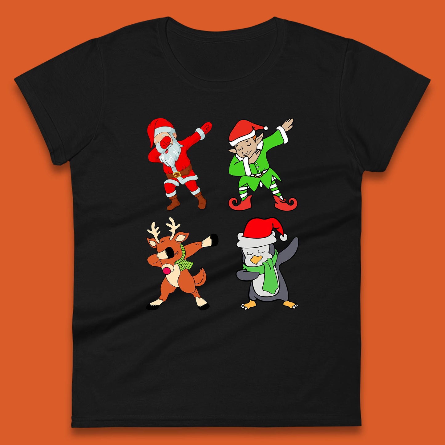 santa claus & friends dabbing womens t-shirt