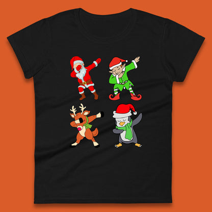 santa claus & friends dabbing womens t-shirt