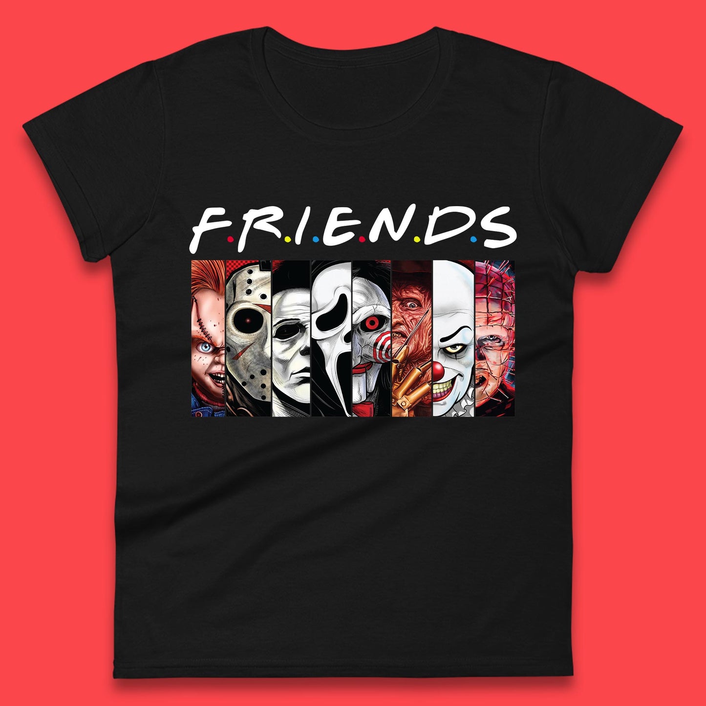 Halloween Friends Horror Movie Characters Killers Scary Friends Womens Tee Top