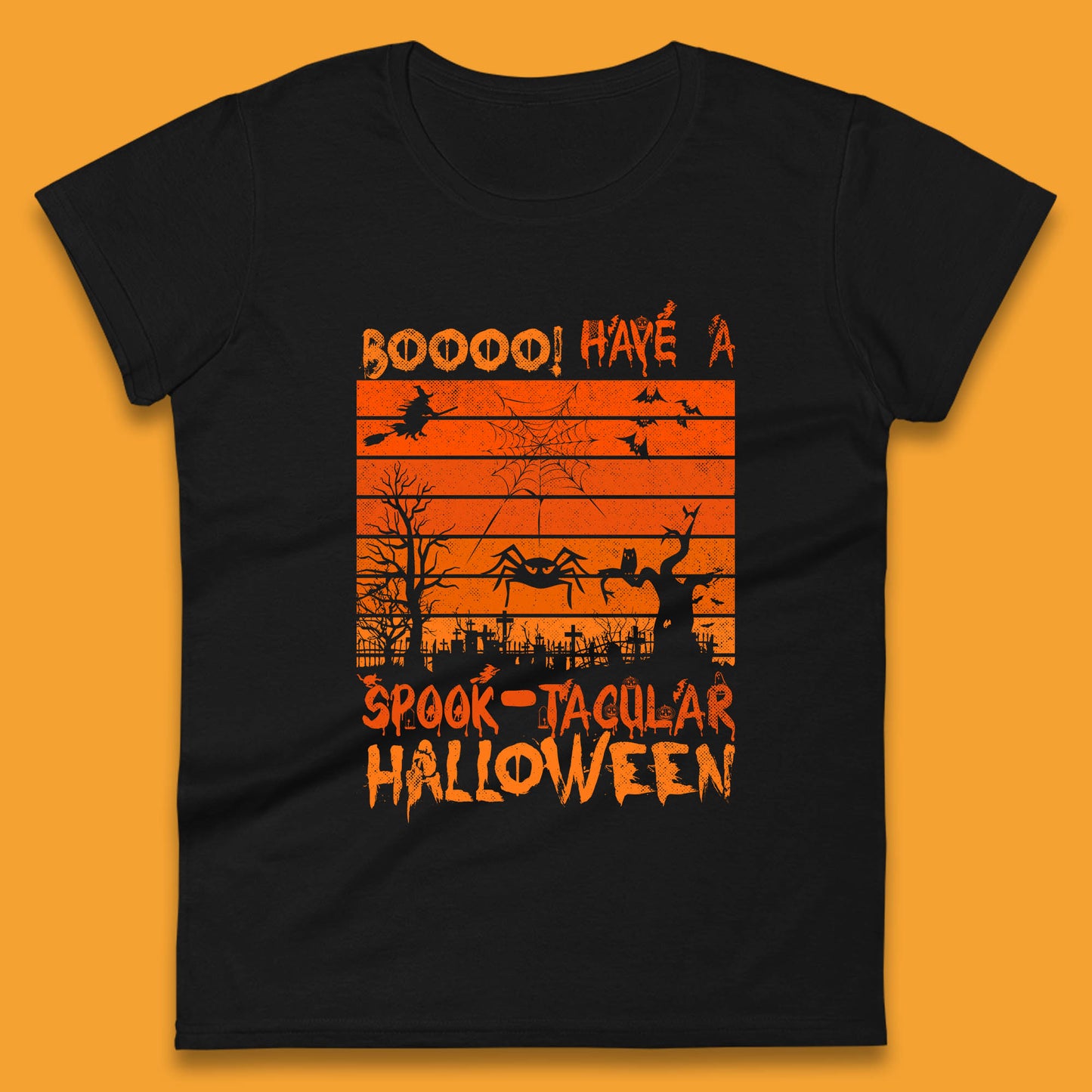 Booo Have A Spook Tacular Halloween Graveyards With Dead Tree Horror Scary Womens Tee Top