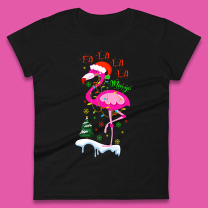 flamingo christmas womens t shirt