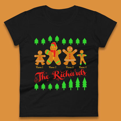 Personalised The Gingerbread Family Christmas Womens T-Shirt