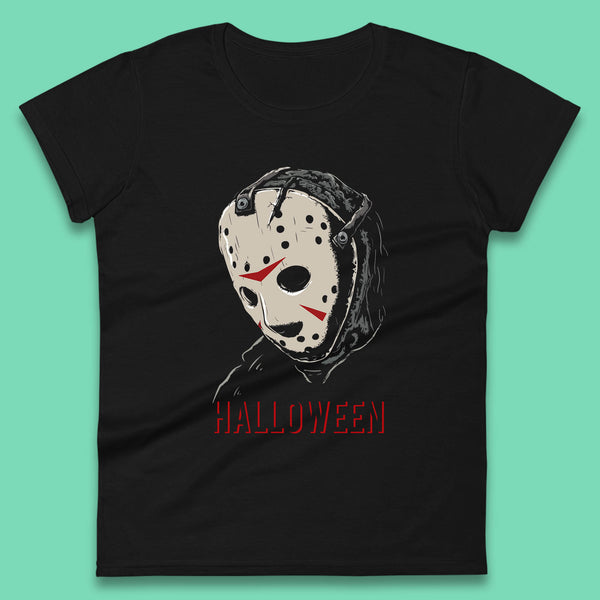 Jason Voorhees Face Mask Halloween Friday The 13th Horror Movie Character Womens Tee Top