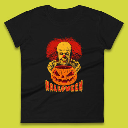 Pennywise Clown Hands Halloween Pumpkin IT Pennywise Clown Horror Movie Fictional Character Womens Tee Top