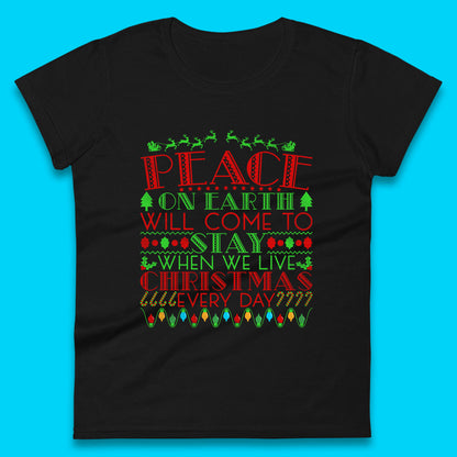 peace on earth christmas quote womens t shirt