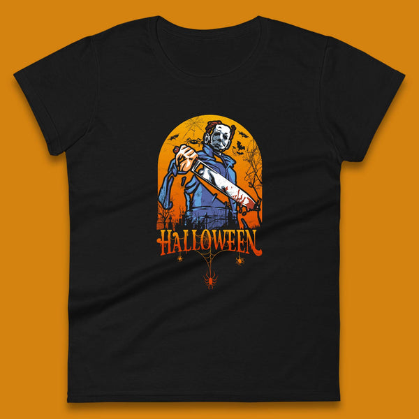 Halloween Michael Myers Holding Bloody Knife Halloween Serial Killer Horror Movie Character Womens Tee Top