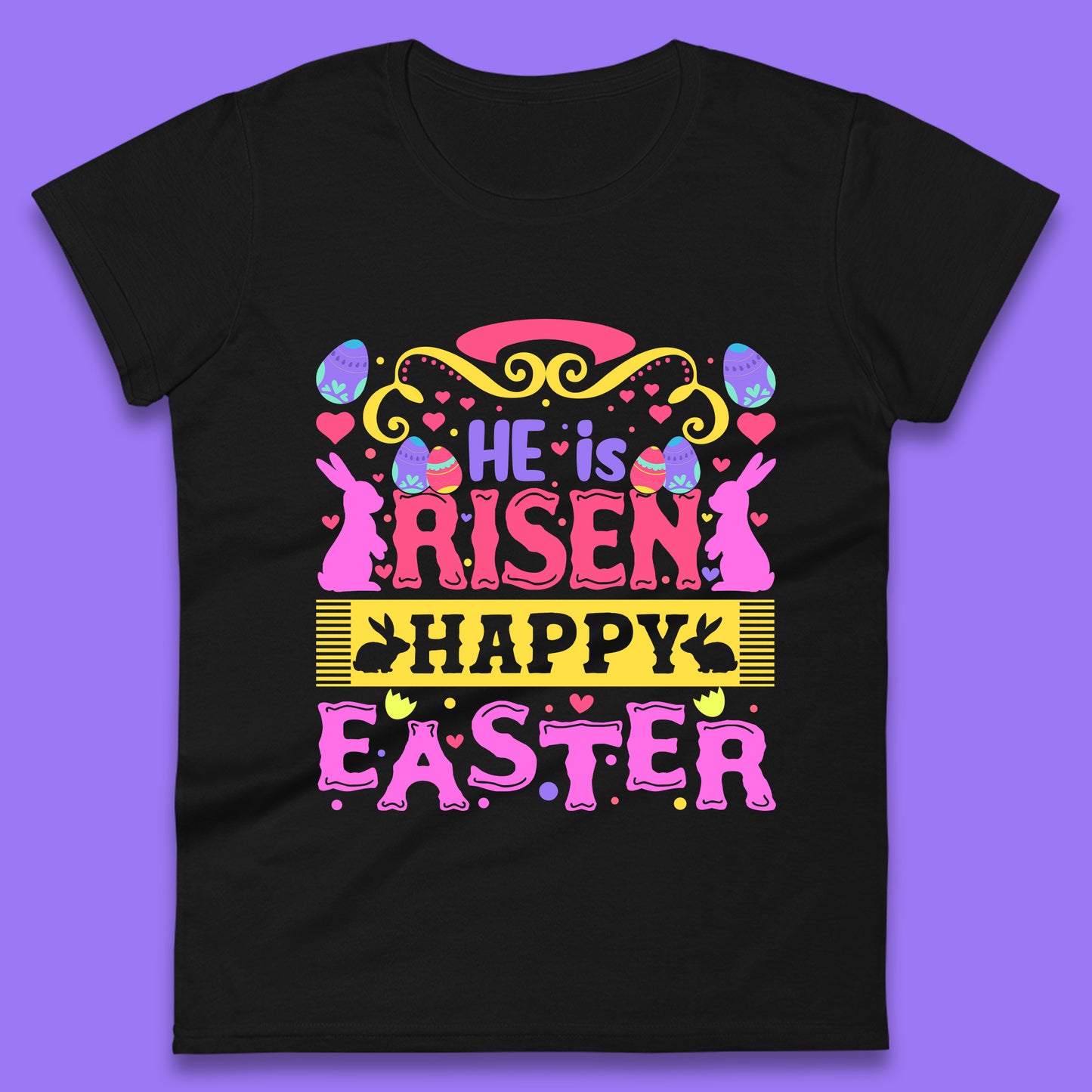 He Is Risen Happy Easter Womens T-Shirt