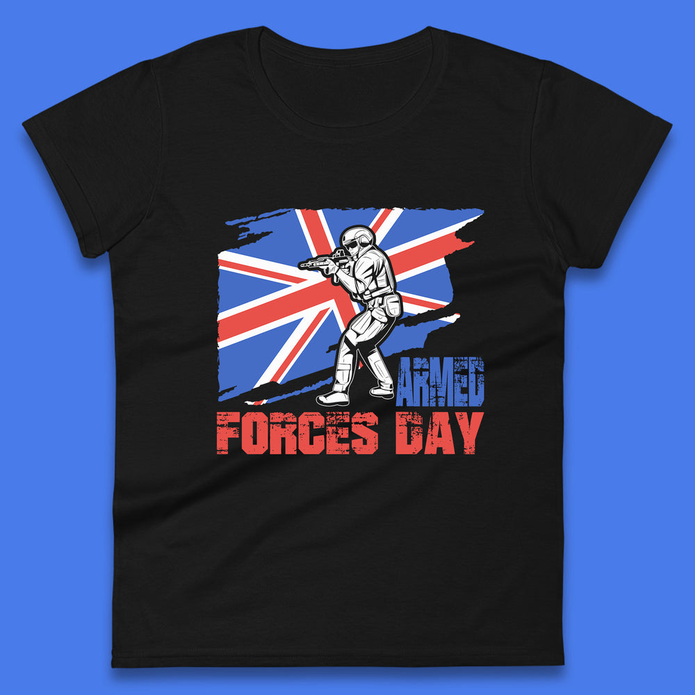 British Armed Forces Day British Veteran Day UK Flag Anzac Day Lest We Forget Womens Tee Top