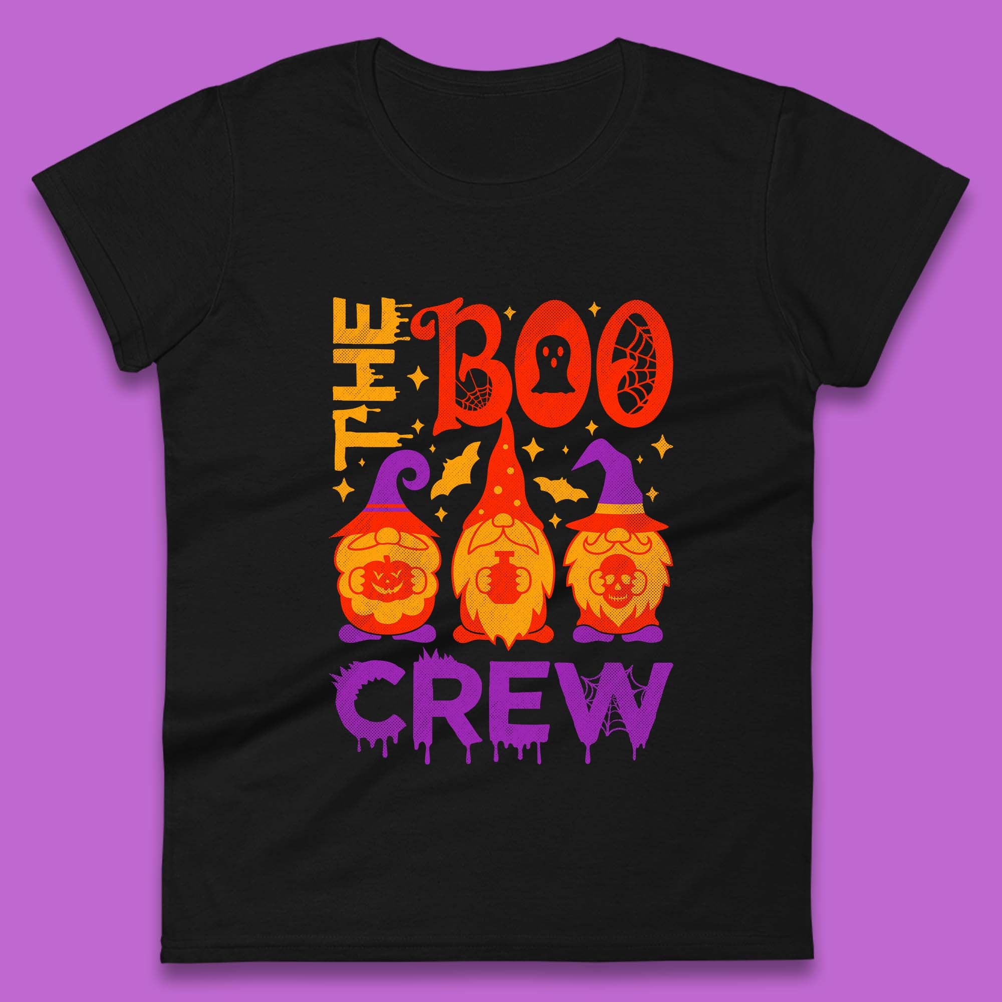 The Boo Crew Halloween Gnomes Squad Horror Scary Spooky Matching Costume Womens Tee Top