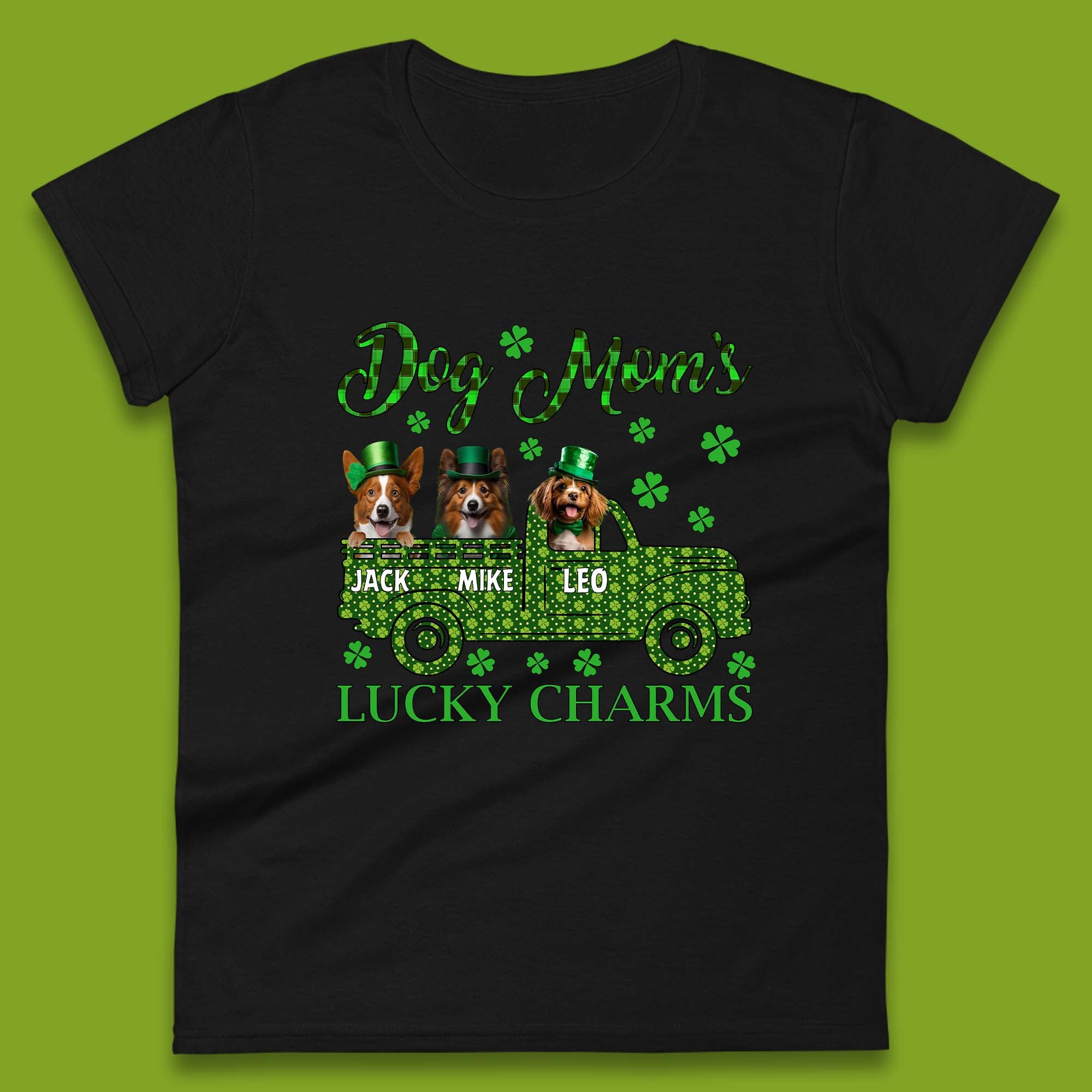 Personalised Dog Mom's Lucky Charms Womens T-Shirt