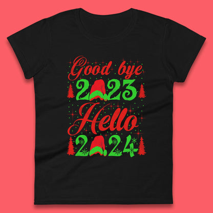 Good Bye 2023 Hello 2024 Merry Christmas Happy New Year Xmas Festive Celebration Womens Tee Top