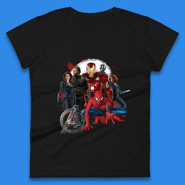 Avengers Age Of Ultron Iron Man Captain America Black Widow Ant Man Spiderman The Avengers Superheroes Marvel Comics Womens Tee Top