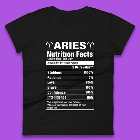 Aries Nutrition Fact Womens T-Shirt