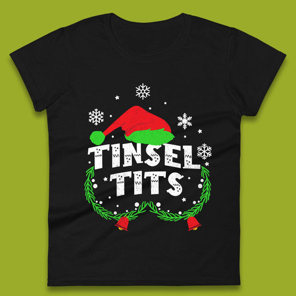 Tinsel Tits Christmas Humor Womens T-Shirt