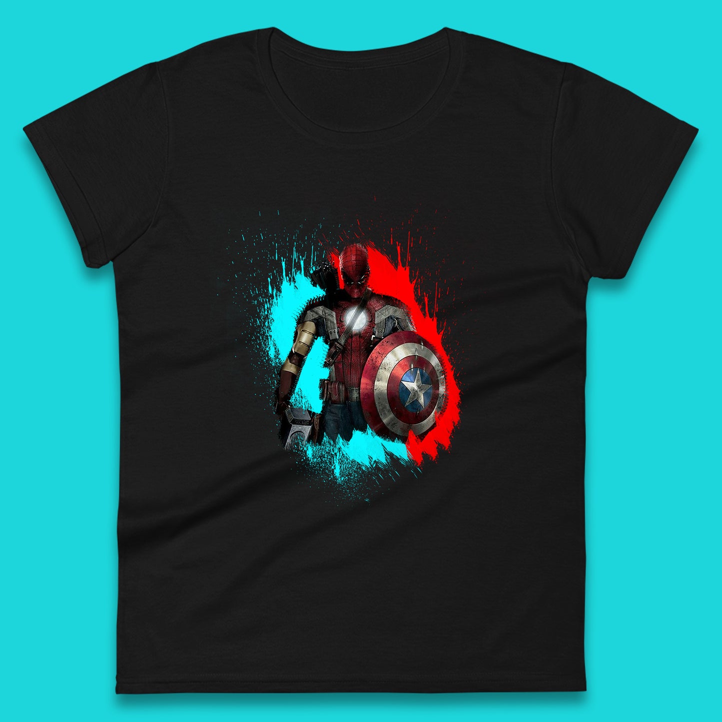 Marvel Avengers Superheroes Movie Characters Spider Man, Iron Man, Thor, Captain America Dead Pool Avengers Squad Womens Tee Top